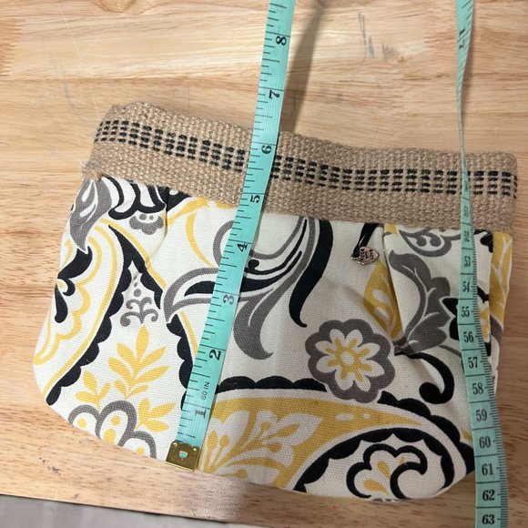 Handmade New Yellow black Paisley Print Purse Bag with Small Coin or Wallet - Picture 9 of 11